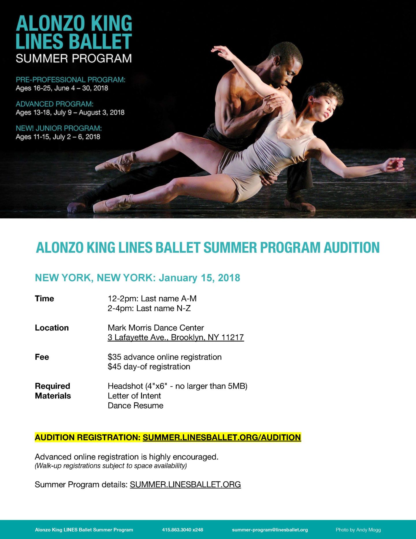 Alonzo King LINES Ballet Summer Program Auditions