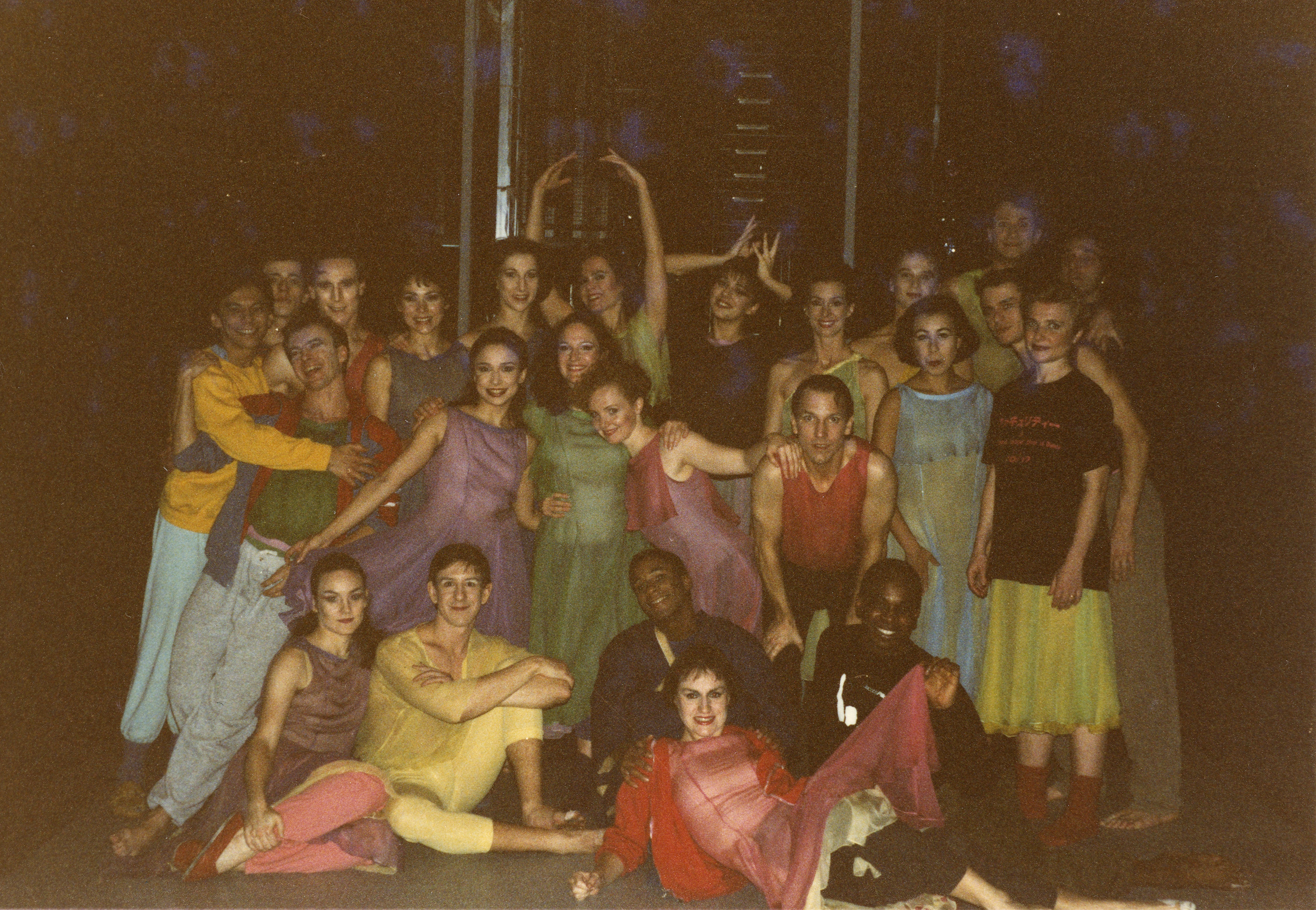 Monnaie Dance Group/Mark Morris backstage before a performance of L’Allegro, il Penseroso ed il Moderato at the Théâtre Royal de la Monnaie in Brussels, 1989.